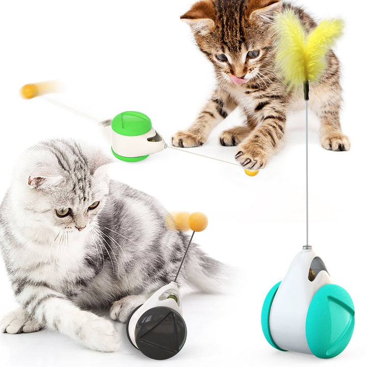 Aktivera din katt med denna självbalanserande kattleksak; främjar lek och mental stimulans.