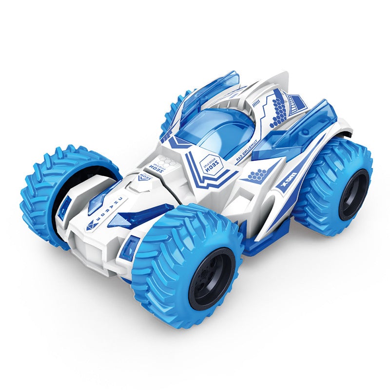 "Interaktiv offroad bil leksak med 360° rotation, robusta däck för terräng, färgglad design för barn över 3 år."