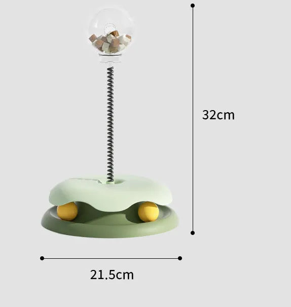 Kattspel med inbyggd godisdispenser. Interaktiv husdjursleksak för belöning.