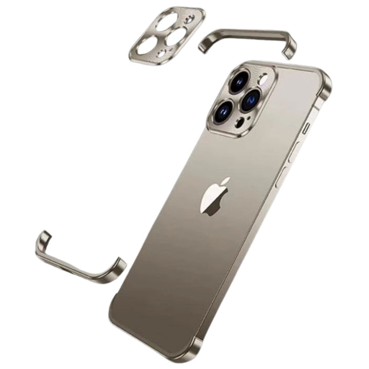 Detaljbild på tåligt telefonfodral i metall