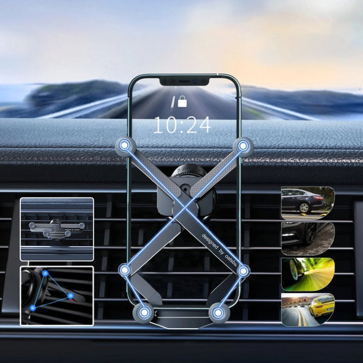 "Invisible, roterbar mobilhållare för bilen, diskret design, aluminium och ABS, enkel att använda, perfekt för navigation."