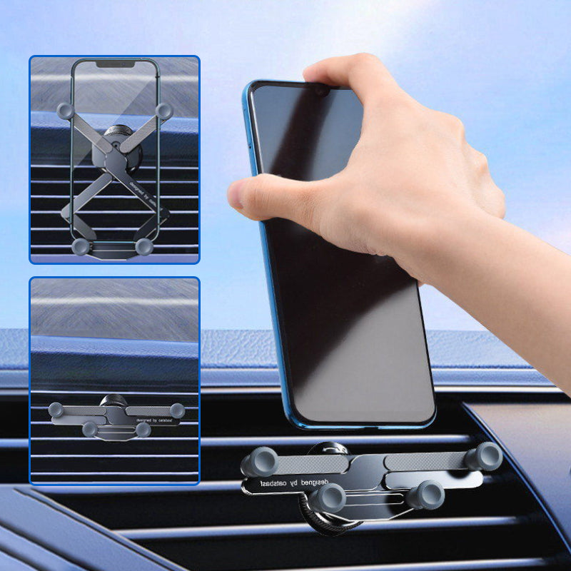"Invisible, roterbar mobilhållare för bilen, diskret design, aluminium och ABS, enkel att använda, perfekt för navigation."