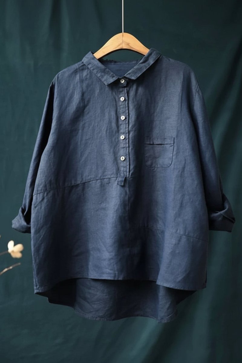 Mångsidig jade blus med knappar & klassisk skjortkrage. Långärmad för trendig vardagsstil.