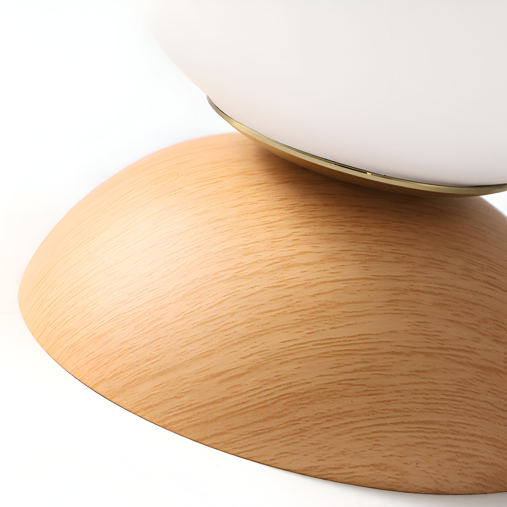 Energisnål Perle LED-taklampa. Japansk design, orb-form, valnötsfinish. Modern hembelysning.