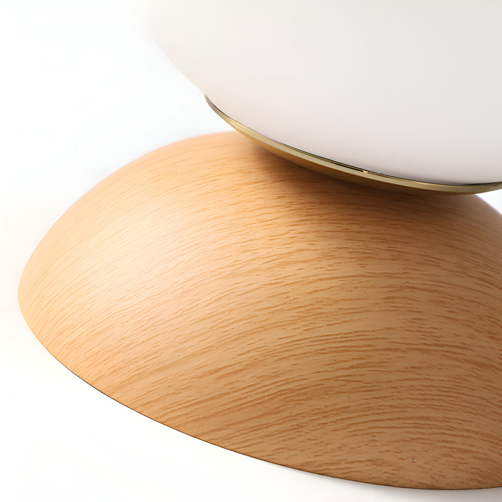 Energisnål Perle LED-taklampa. Japansk design, orb-form, valnötsfinish. Modern hembelysning.