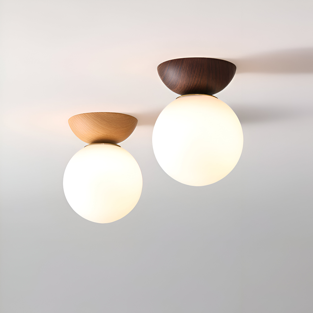 Perle LED-lampa med japansk känsla. Valnöt & modern design. Idealisk för dekorativ belysning.
