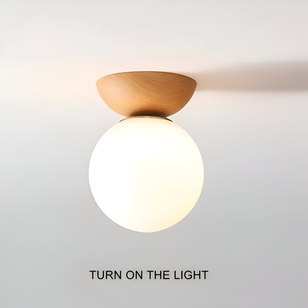 Perle pendellampa, LED, för stilfull heminredning. Japansk design med trädetaljer i valnöt.