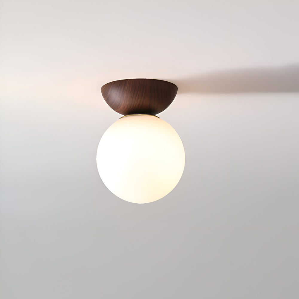 Dekorativ Perle taklampa LED. Japansk estetik möter modern funktion med valnöt & orb-design.