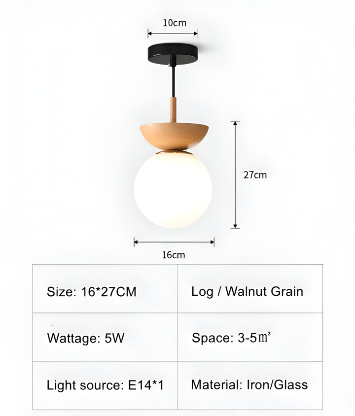 Modern Perle LED-taklampa, japansk stil. Vackra trädetaljer & orb-form. Energisnål belysning.