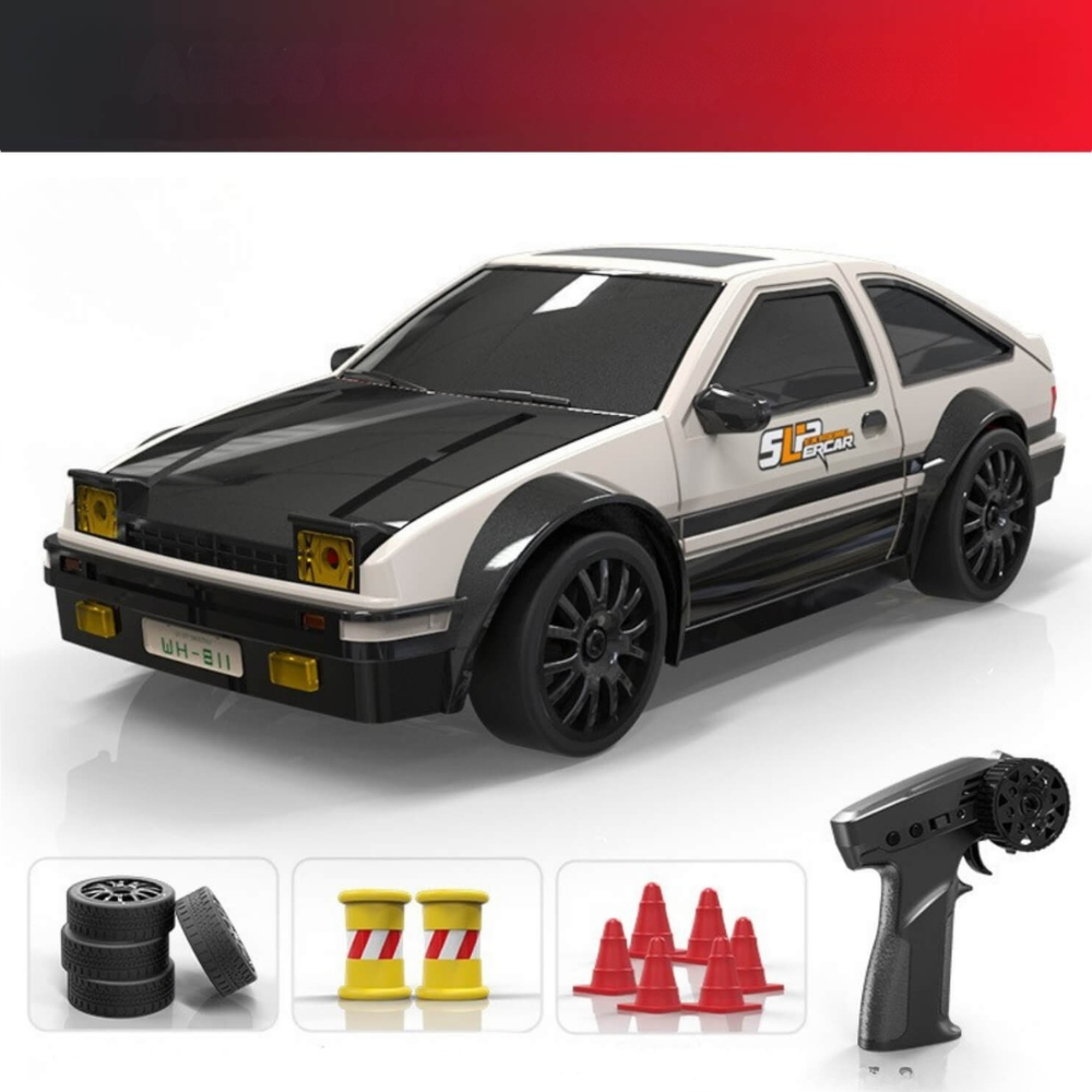 Radiostyrd driftbil för barn, röd rc bil med fyrhjulsdrift