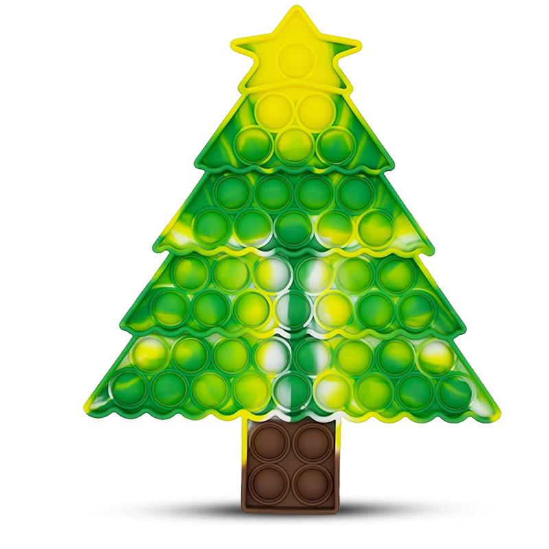 Jul Fidget leksak med bubblor, silikonmaterial, julgran och tomte motiv, rolig sensorisk stressavlastare för barn.