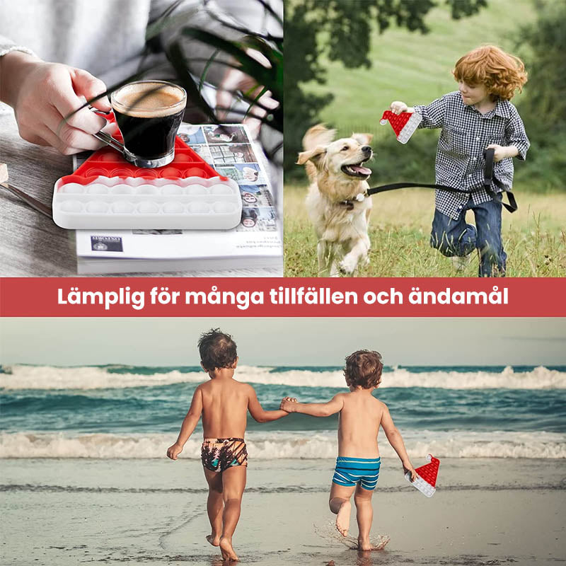Jul Fidget leksak med bubblor, silikonmaterial, julgran och tomte motiv, rolig sensorisk stressavlastare för barn.