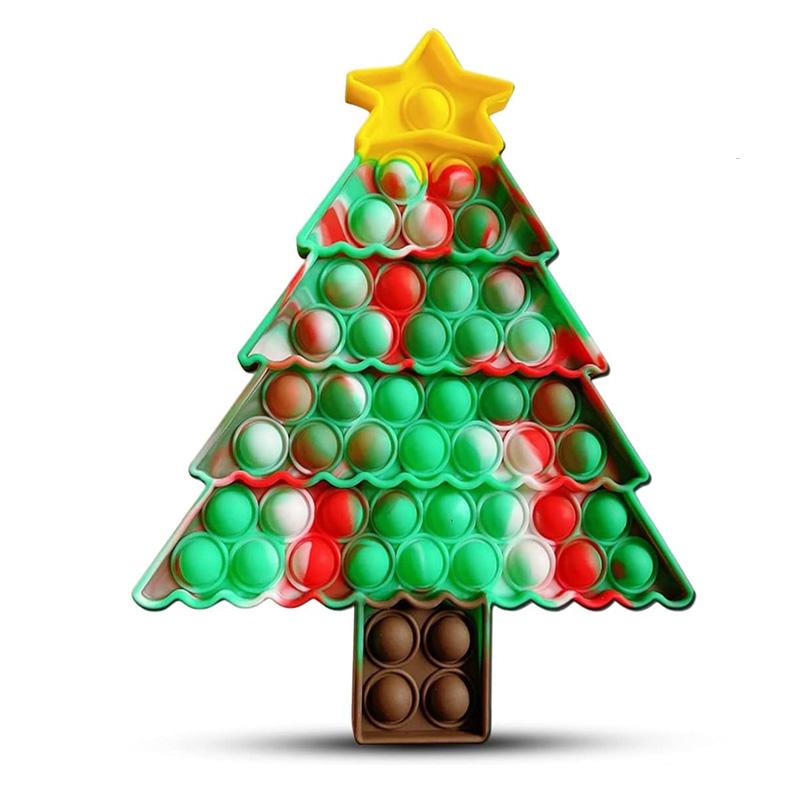 Jul Fidget leksak med bubblor, silikonmaterial, julgran och tomte motiv, rolig sensorisk stressavlastare för barn.