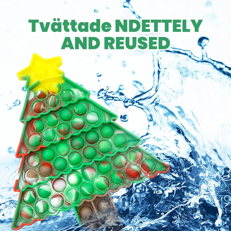 Jul Fidget leksak med bubblor, silikonmaterial, julgran och tomte motiv, rolig sensorisk stressavlastare för barn.