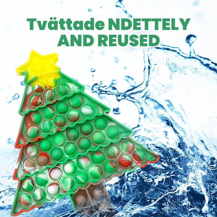 Jul Fidget leksak med bubblor, silikonmaterial, julgran och tomte motiv, rolig sensorisk stressavlastare för barn.