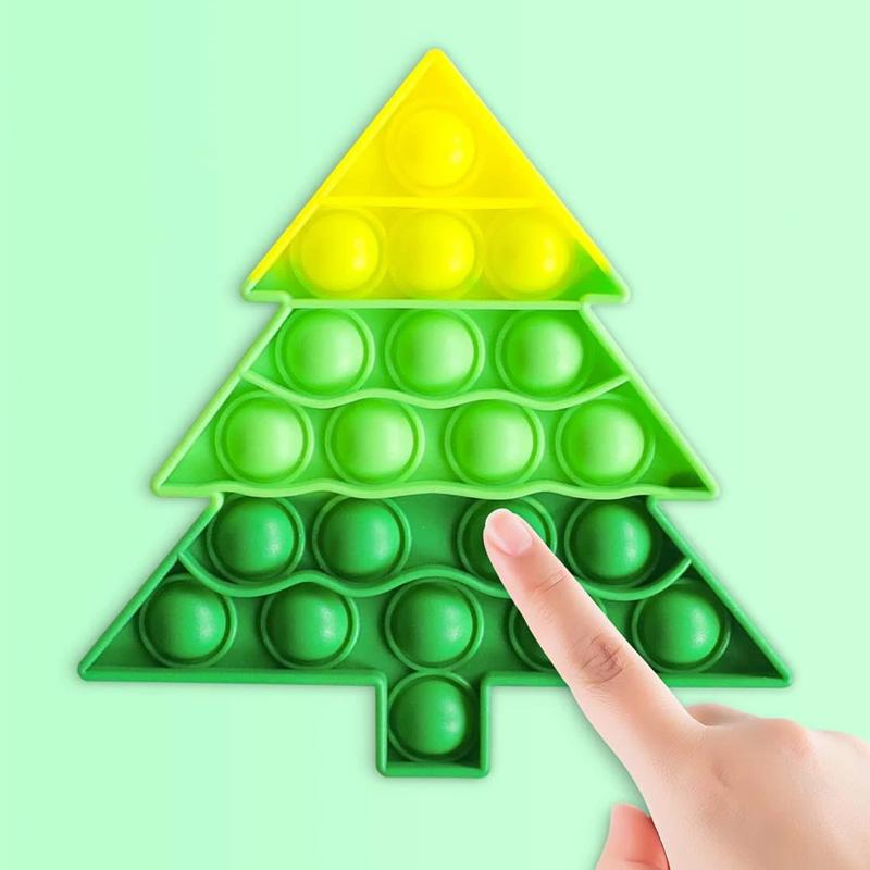 Jul Fidget leksak med bubblor, silikonmaterial, julgran och tomte motiv, rolig sensorisk stressavlastare för barn.