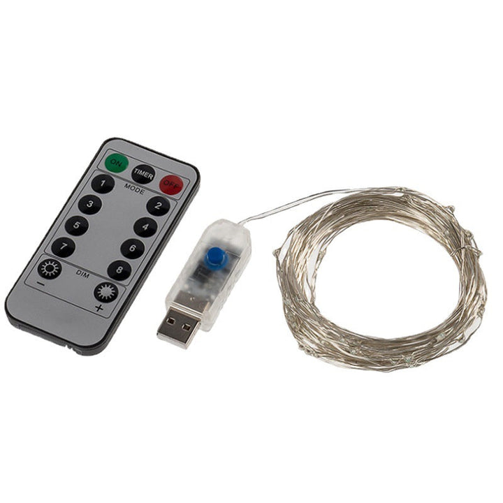 "Jul ljusslinga med koppartråd, USB-kontroll och stjärndice effekter, perfekt för vinterdekoration och feststämning."