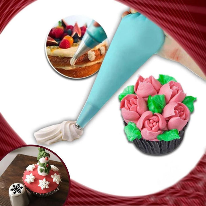 Julbakning munstyckeset för kakbakning, färgglada munstycken i rostfritt stål och tåliga konditoripåsar, perfekt för jul.