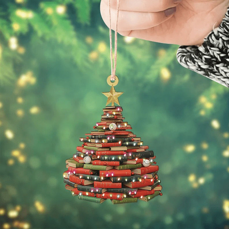 "Julbok trä ornamentset, elegant akrylprydnad som reflekterar ljus, perfekt för festlig dekoration och present."
