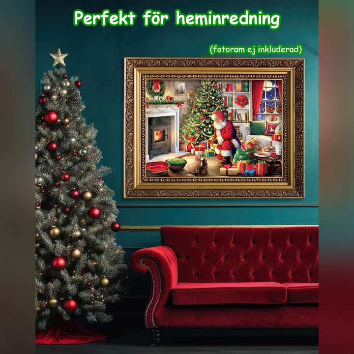 Julig blindlåda med pussel, jultema med snögubbar och granar, överraskande unik gåva, perfekt för julstämning.