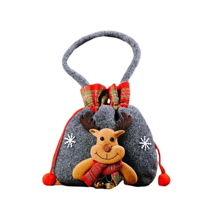"Julklappspåsar i plysch och burlap med dragsnöre, perfekt för små gåvor, finns i snögubbe, jultomte och renar."