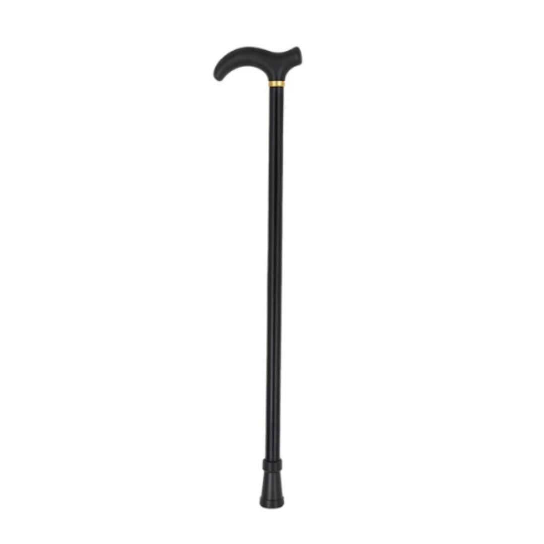 Justerbar aluminiumkäpp för seniorer, med bekvämt handtag och halksäker doppsko, ger säkert stöd.