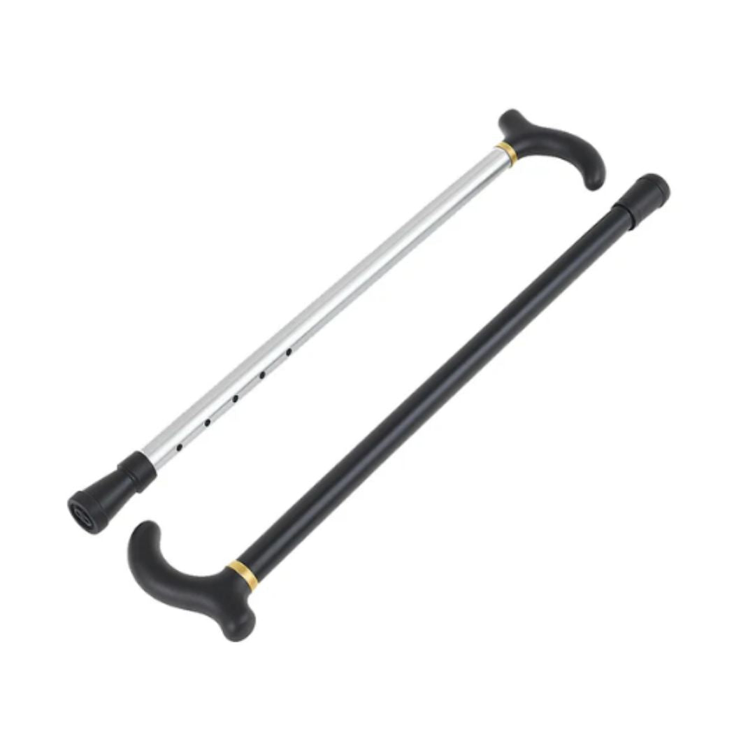 Ergonomisk gångkäpp i lätt aluminium, perfekt för rehabilitering och balansstöd med stabilt halkskydd.