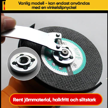 Justerbar Easylock mutter i kolstål för vinkelslip, kompakt och hållbar. Perfekt för polering och skärning.