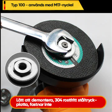 Justerbar Easylock mutter i kolstål för vinkelslip, kompakt och hållbar. Perfekt för polering och skärning.