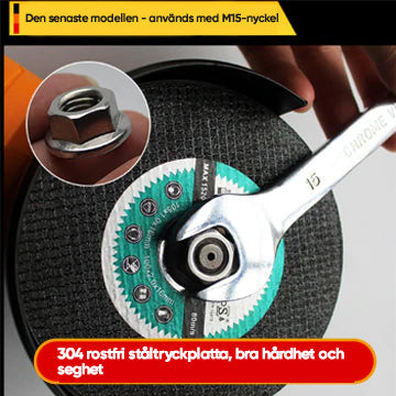 Justerbar Easylock mutter i kolstål för vinkelslip, kompakt och hållbar. Perfekt för polering och skärning.