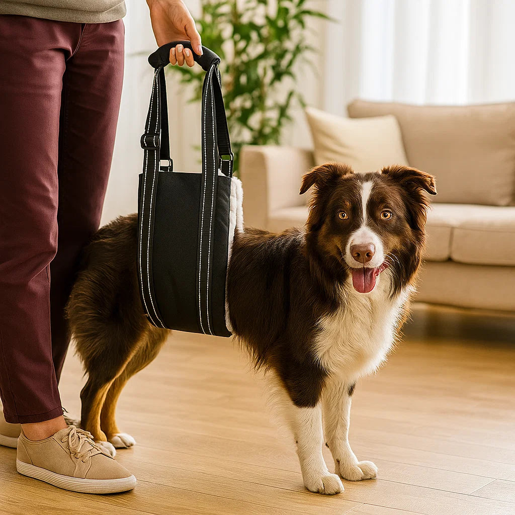 Hundstödsele för ökad rörelsefrihet, justerbar passform ger stöd till hundens hälsa under promenader.