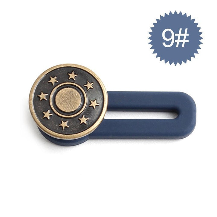 Justerbar jeans flexiknapp för herr och dam, elegant metall, enkel fastsättning för byxmidja.