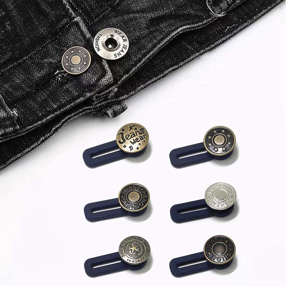 Justerbar jeans flexiknapp för herr och dam, elegant metall, enkel fastsättning för byxmidja.