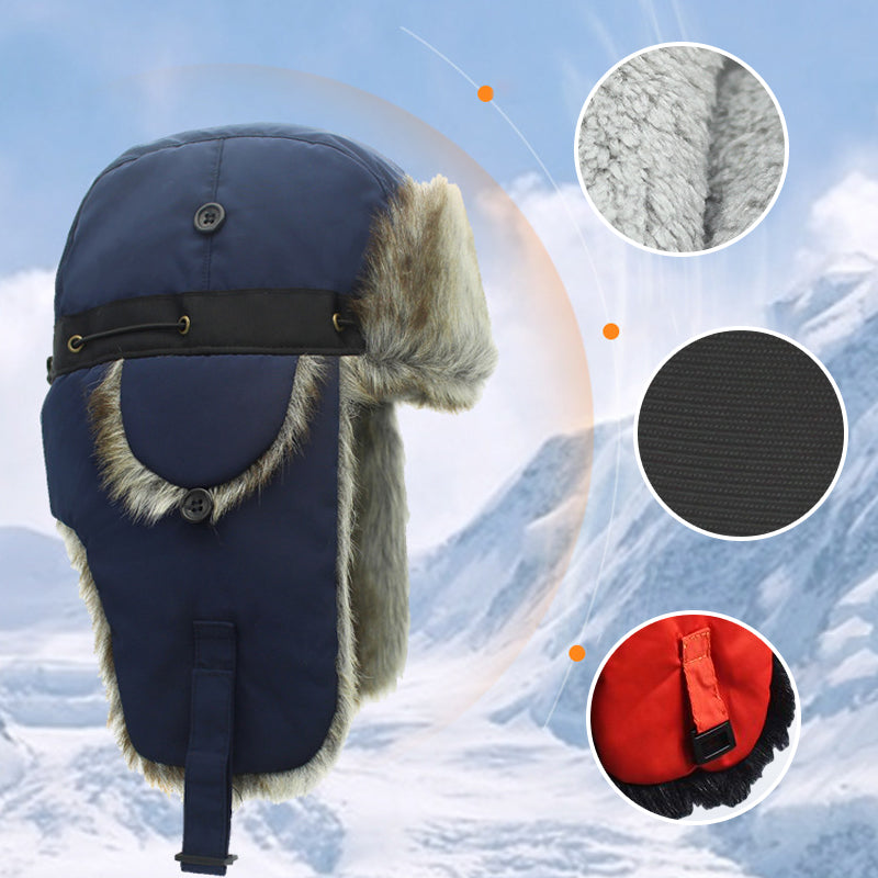 Justerbar varm fleece mössa i olika färger, vindtät och mjukt fodrad för komfort och skydd under kalla dagar.