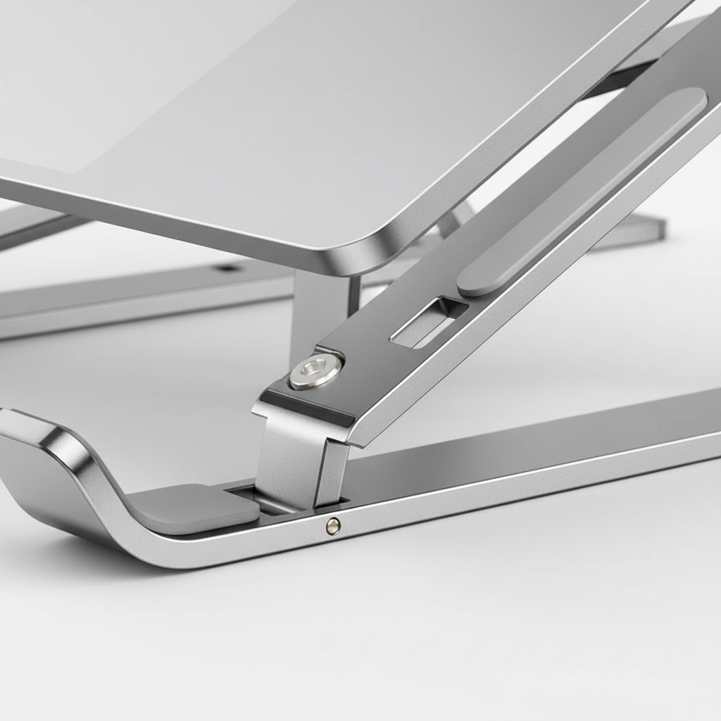 Ergonomiskt laptopställ som minskar nack- och ryggbesvär. Justerbar höjd för bekväm datoranvändning.