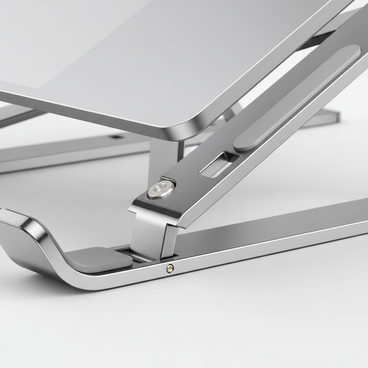 Ergonomiskt laptopställ som minskar nack- och ryggbesvär. Justerbar höjd för bekväm datoranvändning.