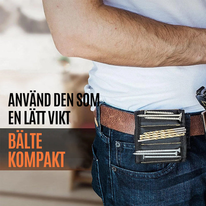 "Justerbart magnetiskt armband med 10 starka magneter, perfekt för att hålla verktyg och smådelar vid DIY-arbete."