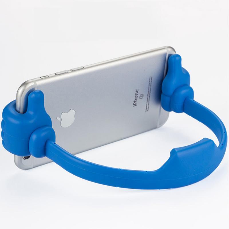 "Justerbart tumme telefonställ - svart och flerfärgat, unik tumme upp design, passar mobiler och surfplattor, unisex."