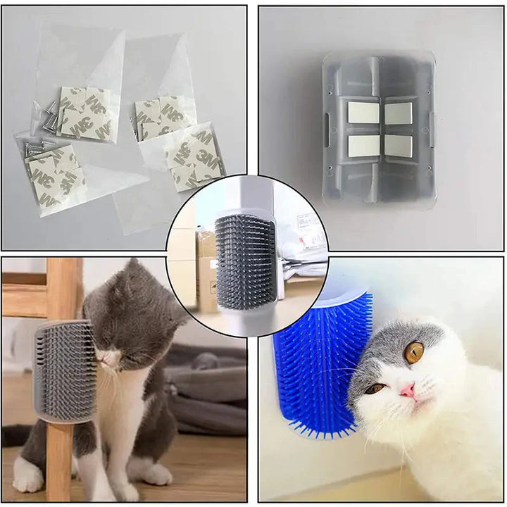 Massageborste för katter. Hjälper katten med självständig pälsvård i hörn.