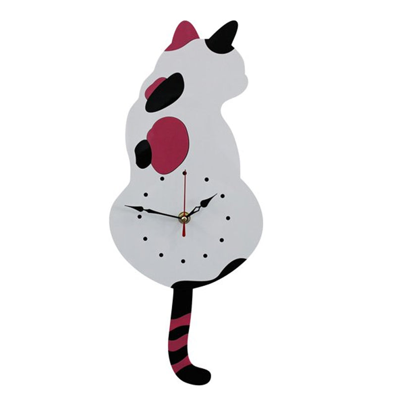 Mått och specifikationer för kattväggklockan, 42cm x 18cm.