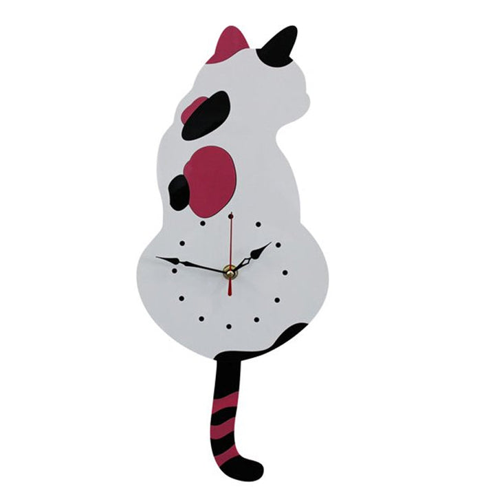 Mått och specifikationer för kattväggklockan, 42cm x 18cm.