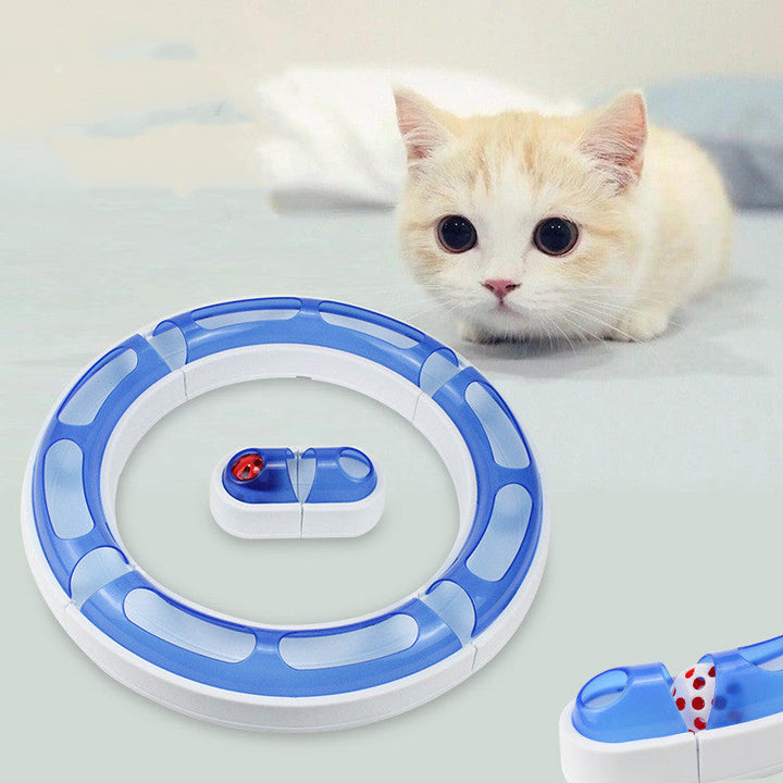 Kattens interaktiva bollbana i rosa/purpur stimulerar lek & jaktinstinkt. Perfekt kattleksak för aktivering.