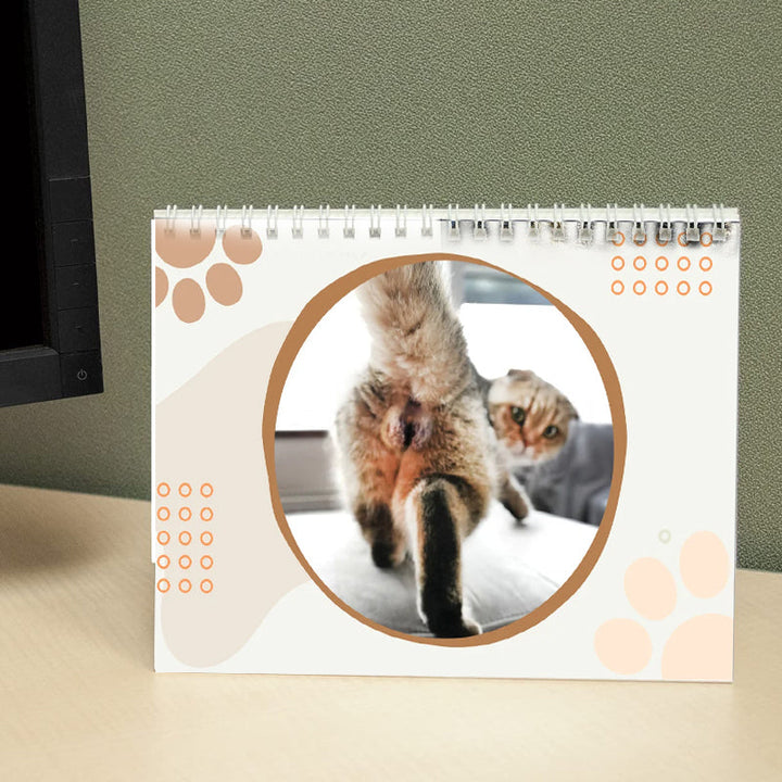 "Kattkalender 2024 med roliga kattmotiv, perfekt presentidé för kattälskare och humorentusiaster."