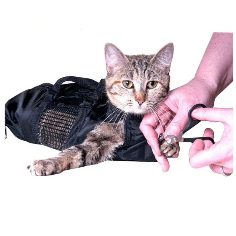 Ventilerad kattklippningsväska för komfort under pälsvård. Säker & bekväm lösning för kloklippning av katt.