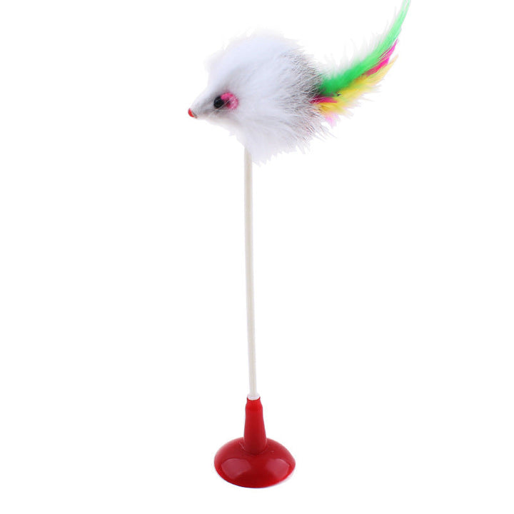 Kattungeleksak och vuxenkatt: stimulerande mus med fjädrar och sugkopp för timmar av lek.
