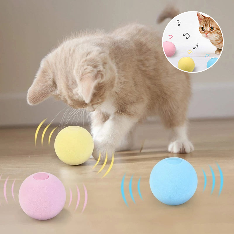 "Kattleksaksboll med ljud och kattmynta, färgglad design i Fluffy-material, stimulerar kattens lek och aktivitet"