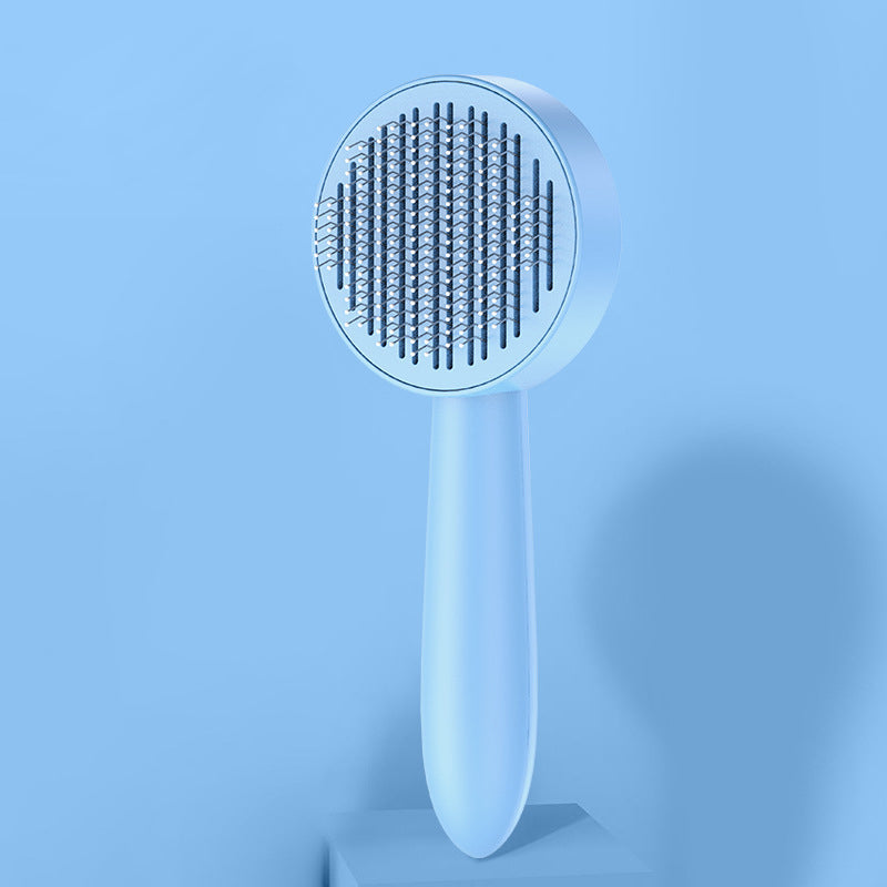 Kattvårdsborste för daglig skötsel, blå färg, ergonomisk design med rostfria stålborstpinnar för effektiv grooming.
