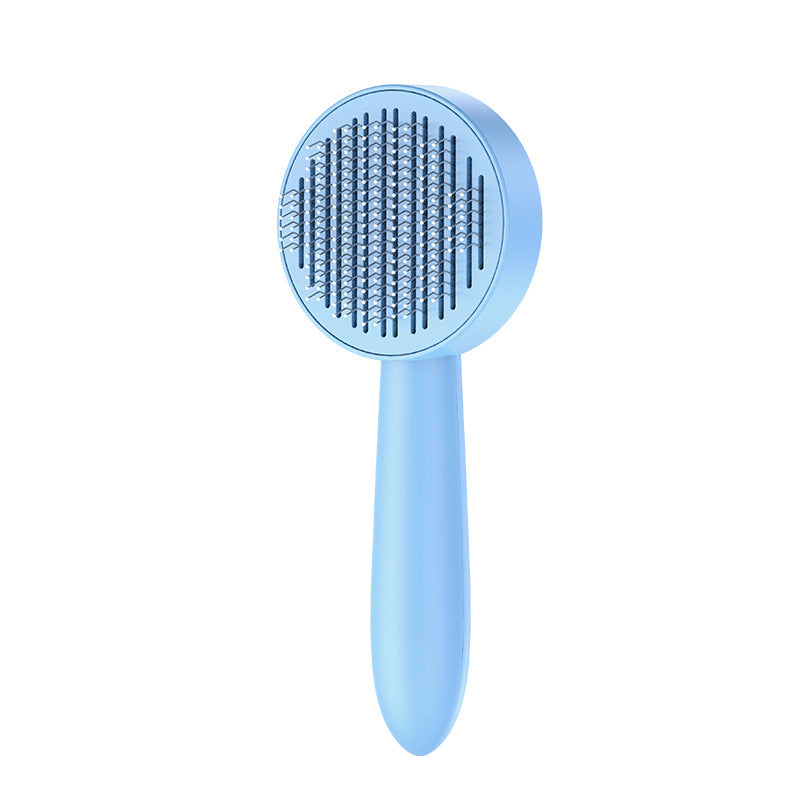 Kattvårdsborste för daglig skötsel, blå färg, ergonomisk design med rostfria stålborstpinnar för effektiv grooming.