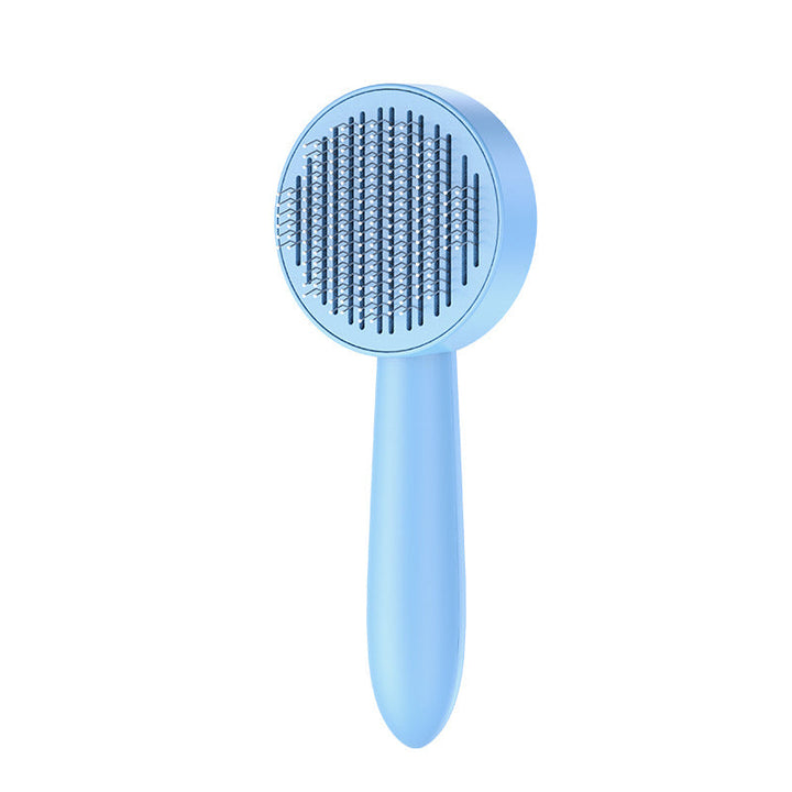 Kattvårdsborste för daglig skötsel, blå färg, ergonomisk design med rostfria stålborstpinnar för effektiv grooming.
