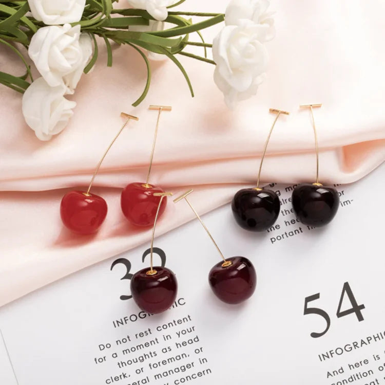 Moderna guldörhängen formade som körsbär, stiliga modesmycken och accessoarer